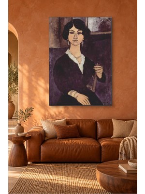 Fida Modigliani Siyah Elbiseli Almaisa Portresi Canvas Tablo