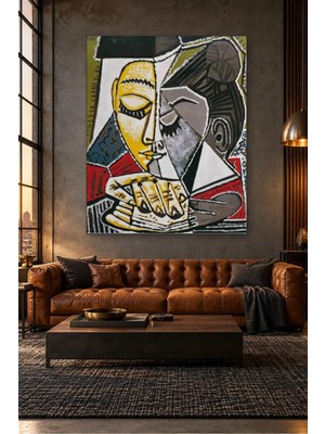 Fida Picasso Kitap Okuyan Kadın Başı Canvas Tablo