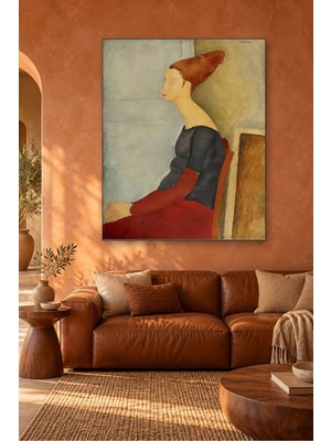 Fida Modigliani Kırmızı Etekli Jeanne Hébuterne Canvas Tablo