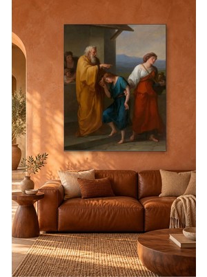 Fida Angelica Kauffman Ibrahim Hacer ve Ismail'i Uğurlarken Canvas Tablo