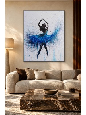 Fida Ashvin Harrison Mavi Boya Etekli Dans Eden Kadın Canvas Tablo