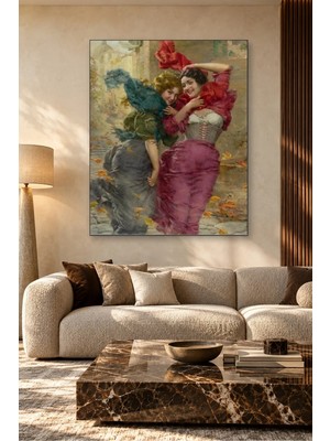 Fida Gaetano Bellei Rüzgârda Gülen Kızlar Canvas Tablo