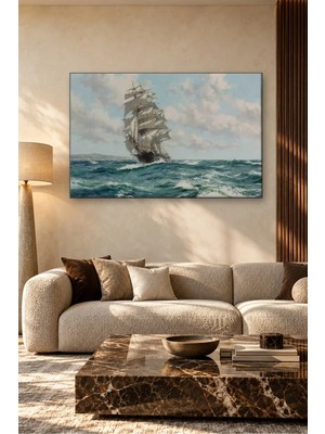 Fida Montague Dawson Dalgalarda Yol Alan Kırpıcı Gemi Canvas Tablo