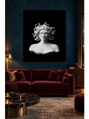 Fida Siyah Fonda Beyaz Medusa Büstü Canvas Tablo