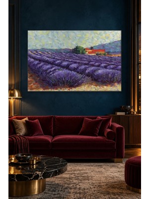 Fida Kırmızı Çatılı Çiftlik ve Lavanta Tarlası Canvas Tablo