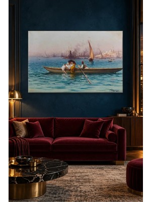 Fida Zonaro Boğazda Şemsiyeli Kayık Gezisi Canvas Tablo
