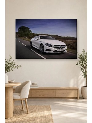 Fida Kırsal Yolda Beyaz Mercedes S Cabrio Canvas Tablo
