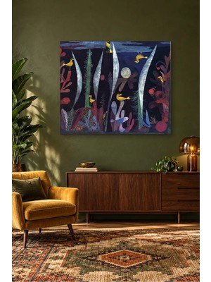 Fida Paul Klee Sarı Kuşlu Gece Manzarası Canvas Tablo