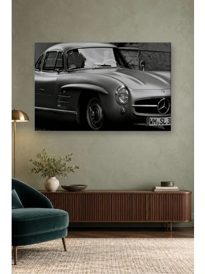 Fida Siyah Beyaz Mercedes 300 Sl Martı Kanat Canvas Tablo