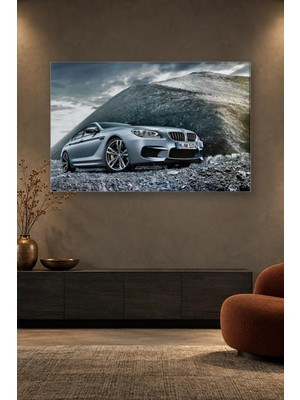 Fida Kayalık Tepe Önünde Gümüş Bmw M6 Gran Coupe Canvas Tablo