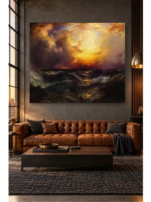 Fida Thomas Moran Okyanusta Fırtınalı Gün Batımı Canvas Tablo