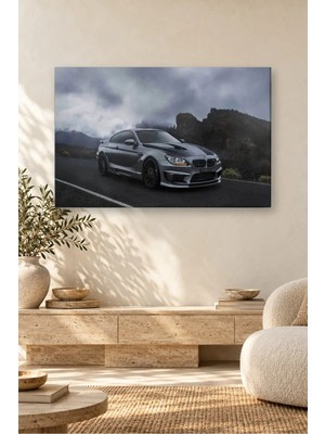 Fida Fırtınalı Kayalıklarda Gri Bmw M6 Gran Coupe Canvas Tablo