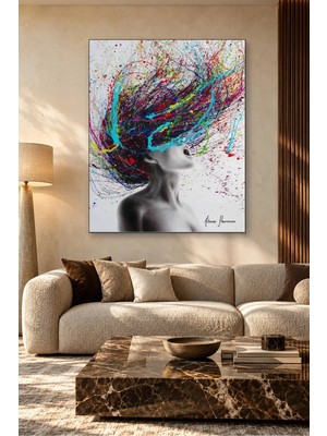 Fida Rengârenk Boya Saçlı Kadın Canvas Tablo