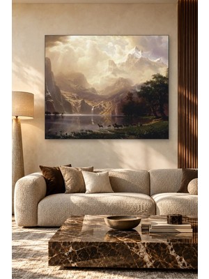 Fida Albert Bierstadt Sierra Nevada Dağları ve Geyikler Canvas Tablo