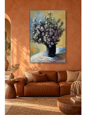 Fida Claude Monet Sarı Fonda Çiçek Buketi Canvas Tablo