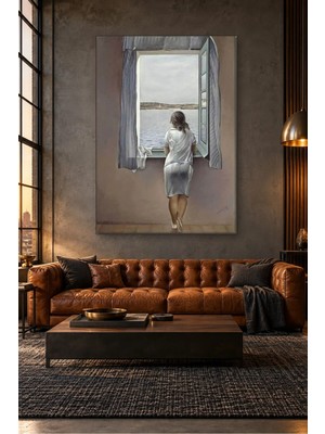 Fida Dali Pencereden Denize Bakan Kadın Canvas Tablo