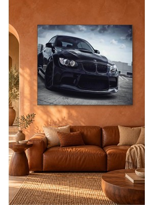 Fida Bulutlu Gökyüzü Altında Siyah Bmw M3 Canvas Tablo