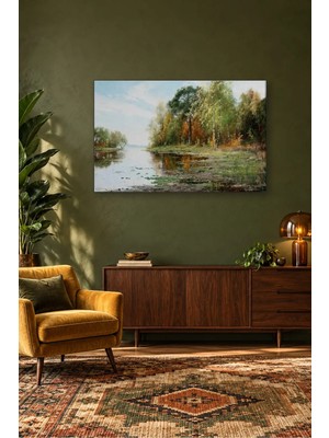 Fida Lindström Göl Kıyısında Sonbahar Ağaçları Canvas Tablo