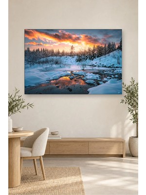 Fida Karlı Ormanda Kış Gün Batımı Canvas Tablo