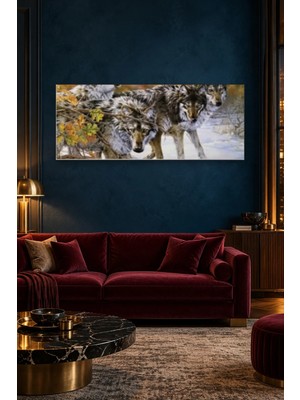 Fida Sonbahar Yaprakları Arasında Kurtlar Canvas Tablo