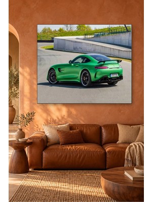 Fida Arkadan Görünen Yeşil Amg Gt R Pistte Canvas Tablo
