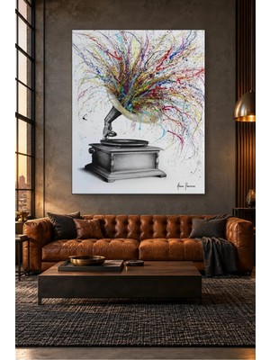 Fida Ashvin Harrison Renk Saçan Gramofon Canvas Tablo