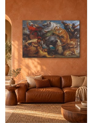 Fida Rubens Aslan Kaplan ve Leopar Avı Canvas Tablo