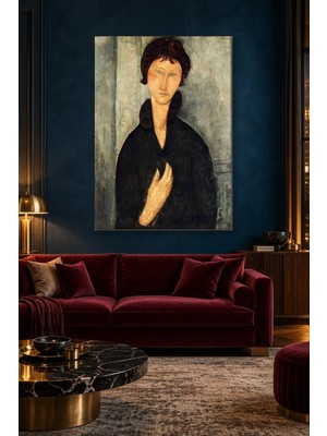 Fida Modigliani Mavi Gözlü Kadın Portresi Canvas Tablo