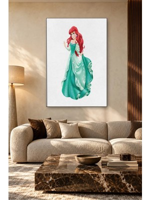 Fida Beyaz Fonda Yeşil Elbiseli Ariel Canvas Tablo
