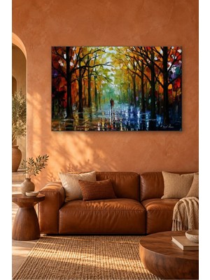Fida Leonid Afremov Yağmurlu Sonbahar Parkı Canvas Tablo