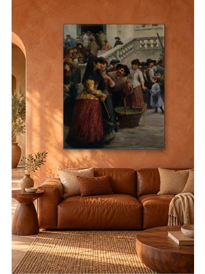 Fida Fausto Zonaro Merdiven Önünde Çiçek Satıcıları Canvas Tablo
