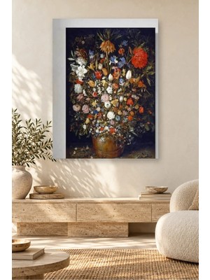 Fida Brueghel Ahşap Kovada Çiçek Demeti Canvas Tablo