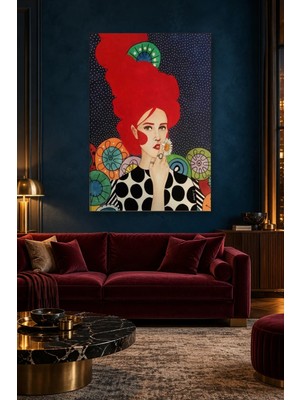 Fida Kızıl Saçlı Kadın ve Papatya Canvas Tablo