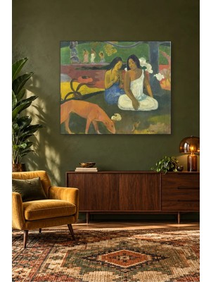 Fida Gauguin Arearea Kırmızı Köpekli Tahitili Kadınlar Canvas Tablo
