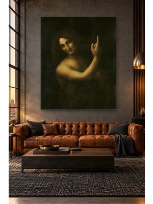 Fida Leonardo Da Vinci Yukarıyı Gösteren Vaftizci Yahya Canvas Tablo
