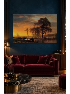 Fida Bierstadt Gün Batımında Bizonlu Kansas Canvas Tablo