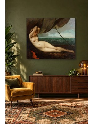 Fida Courbet Deniz Kıyısında Uzanan Kadın Canvas Tablo