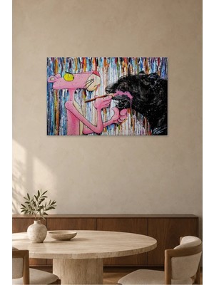 Fida Pembe Panter ve Kara Panter Grafiti Canvas Tablo