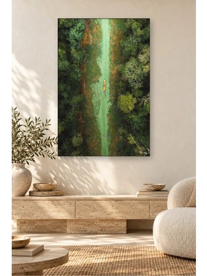 Fida Yağmur Ormanında Yeşil Nehir ve Kano Canvas Tablo