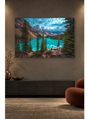 Fida Çam Ağaçları Arasında Turkuaz Dağ Gölü Canvas Tablo