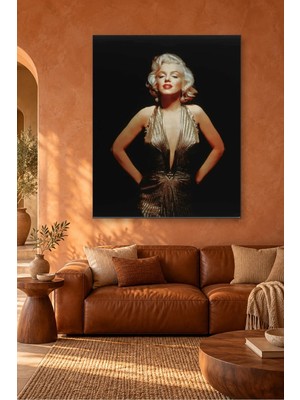 Fida Altın Elbiseli Marilyn Monroe Siyah Fonda Canvas Tablo