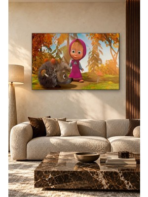 Fida Sonbahar Ormanında Maşa ve Kirpi Canvas Tablo
