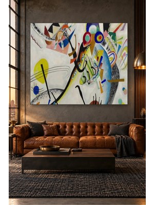 Fida Kandinsky Renkli Biçimlerle Mavi Parça Canvas Tablo
