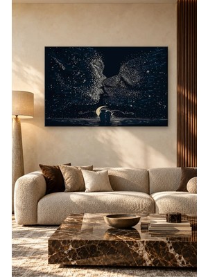 Fida Yıldızlardan Öpüşen Çift ve Hilal Canvas Tablo