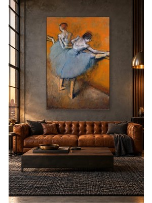 Fida Degas Bar Önünde Mavi Tütülü Balerinler Canvas Tablo