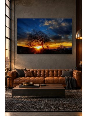 Fida Gün Batımında Yalnız Ağaç Silueti Canvas Tablo