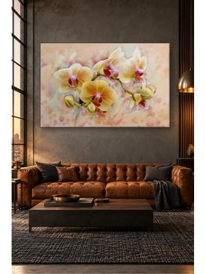 Fida Pastel Fonda Sarı Orkide Dalı Canvas Tablo