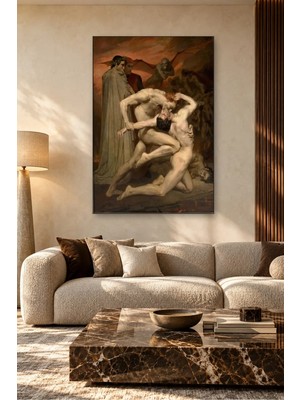 Fida Bouguereau Dante ve Vergilius Kızıl Tonlarda Cehennem Sahnesi Canvas Tablo
