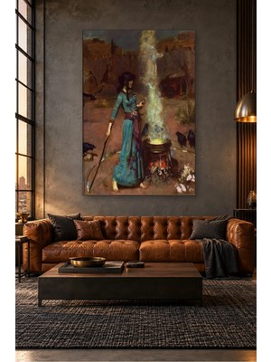 Fida Waterhouse Büyülü Çember ve Kazan Başında Cadı Canvas Tablo