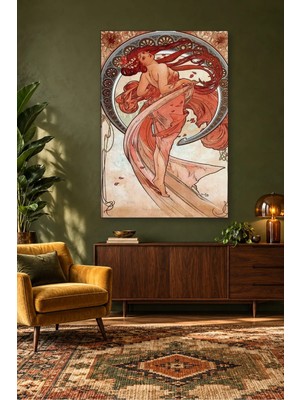 Fida Alphonse Mucha Dans Eden Kızıl Saçlı Kadın Canvas Tablo
